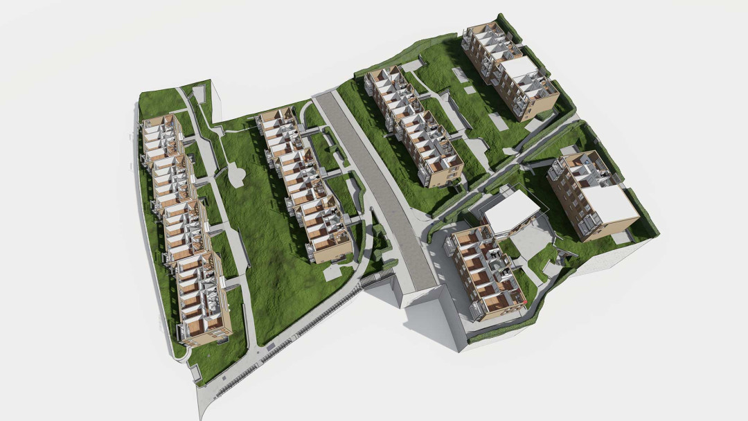 Zürich, Sanierung von 14 Mehrfamilienhäusern. 3D-Grundriss aus Gebäudeaufnahme. ING PLUS