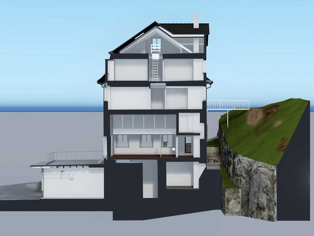 Querschnitt. 3D-Modell. Gebäudeaufnahme. ING PLUS