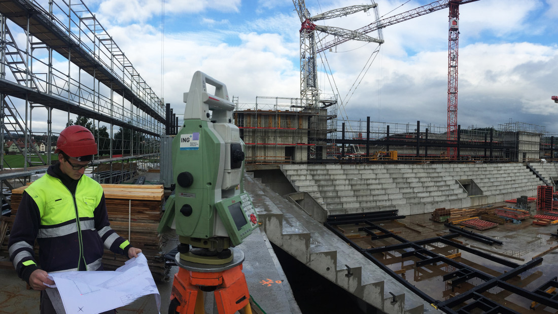 Fotos Bauvermessung. Aushubberechnung. Sport- und Gesundheitspark WIN4. ING PLUS