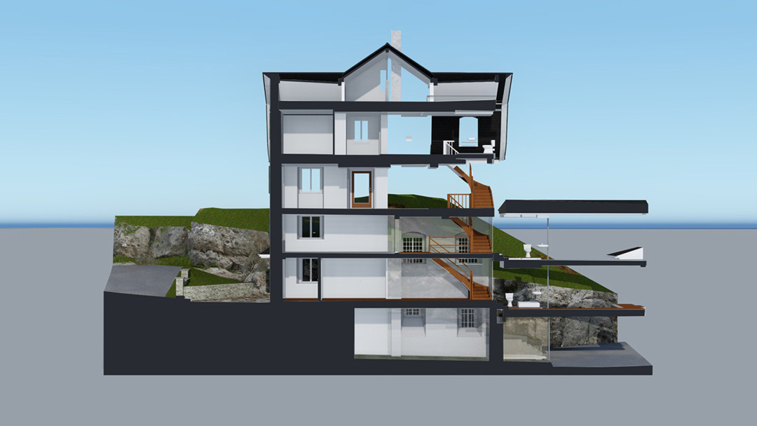 3D-Querschnitt aus Gebäudeaufnahme. ING PLUS