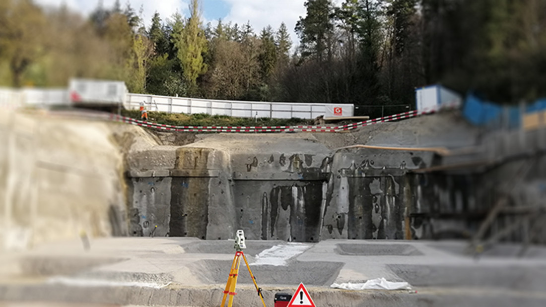 Fotos Vermessung Baugrubenplan und Kubaturberechnung am Sparrenberg. ING PLUS