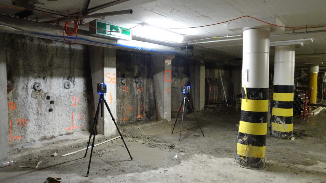 Fotos Vermessung mit 3D-Laserscanning. Neubau Roche pRED Innovation Center Basel. ING PLUS
