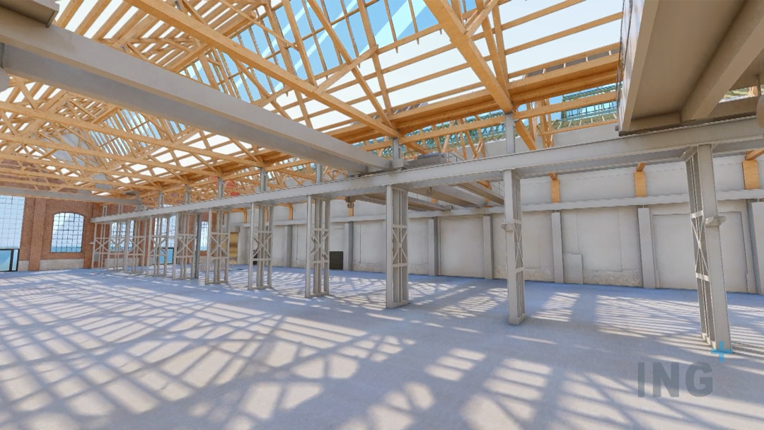 Winterthur, Sulzer Lokstadt. 3D-Modell Stahlkonstruktion. ING PLUS
