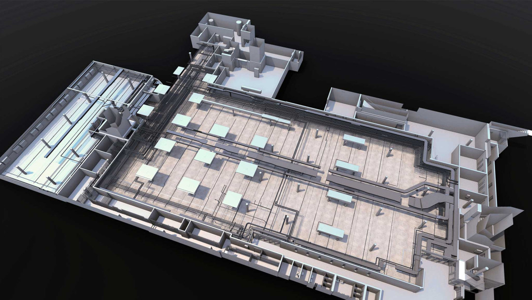 Adliswil. Erweiterung Tiefgarage. 3D-Modell Grundriss. ING PLUS