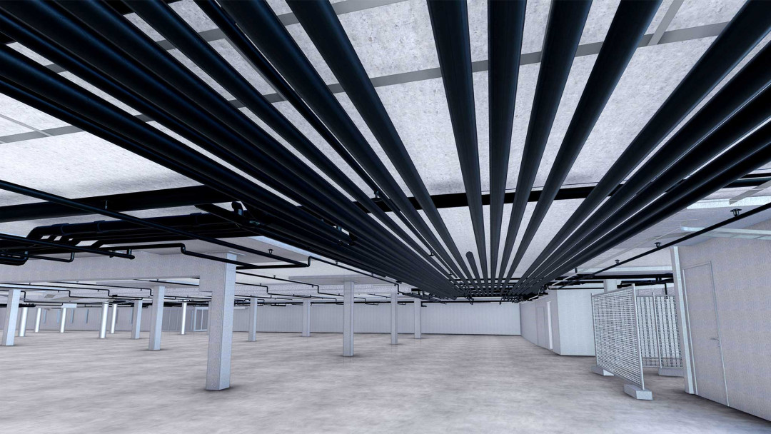 Adliswil. Erweiterung Tiefgarage. 3D-Modell mit Haustechnik. ING PLUS