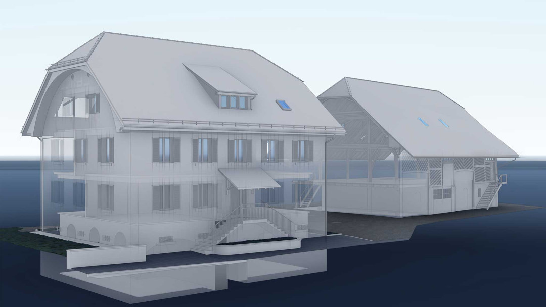 Arealentwicklung Widacher. Gebäudeaufnahme 3D-Modell. ING PLUS