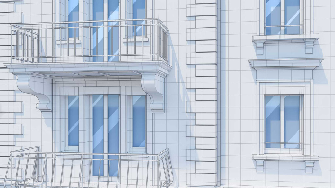 Zürich. Mehrfamilienhaus Umbau. 3D Fassadenansicht. ING PLUS