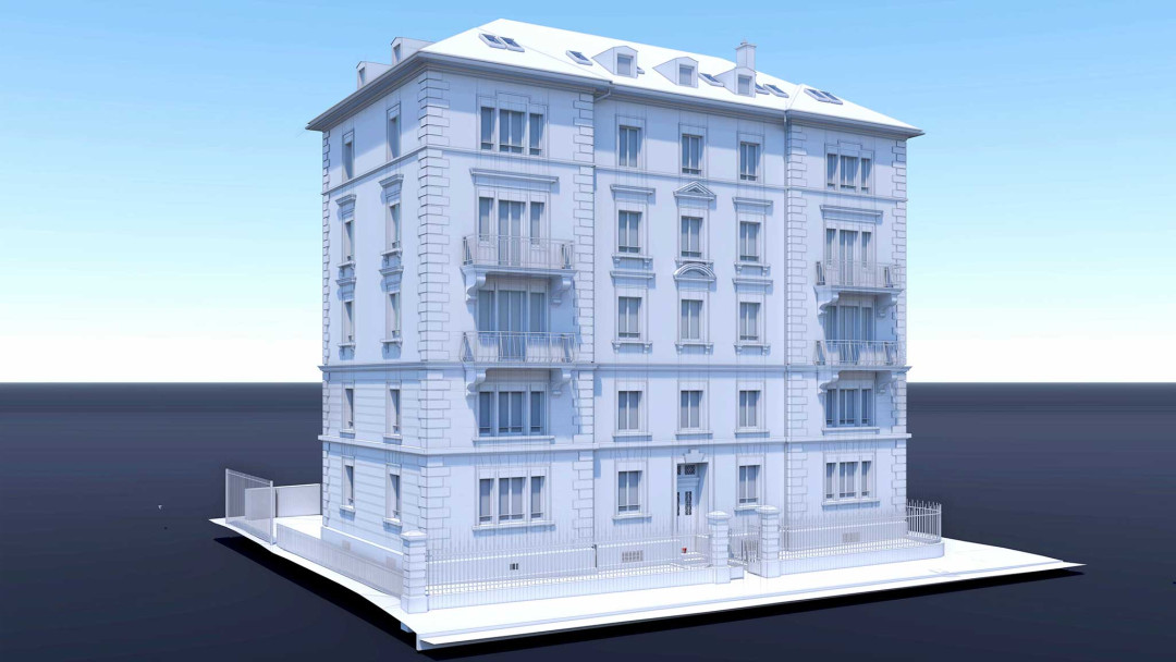 Zürich. Mehrfamilienhaus Umbau. 3D-Modell Aussen. ING PLUS