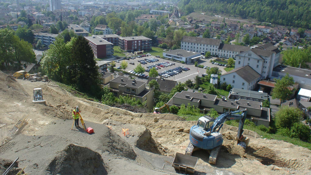 Winterthur. Überbauung Brühlberg. Vermessung Baugrubenaushub. ING PLUS