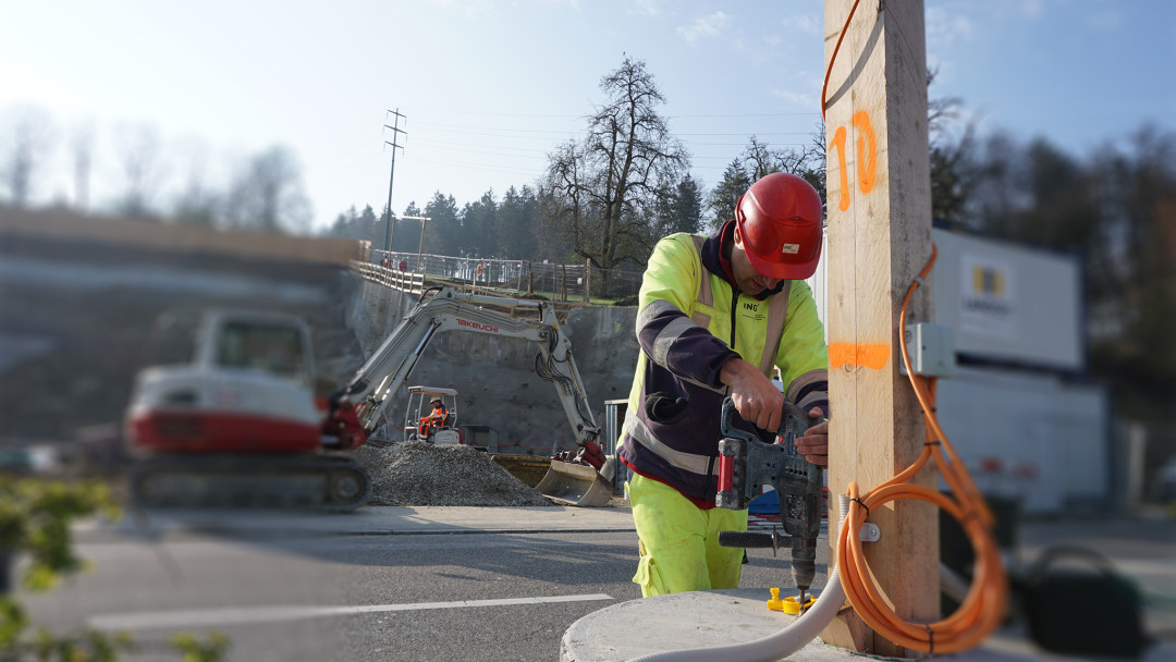 Erstellung Baustellenfixpunktnetzt für Bauvermessung. ING PLUS
