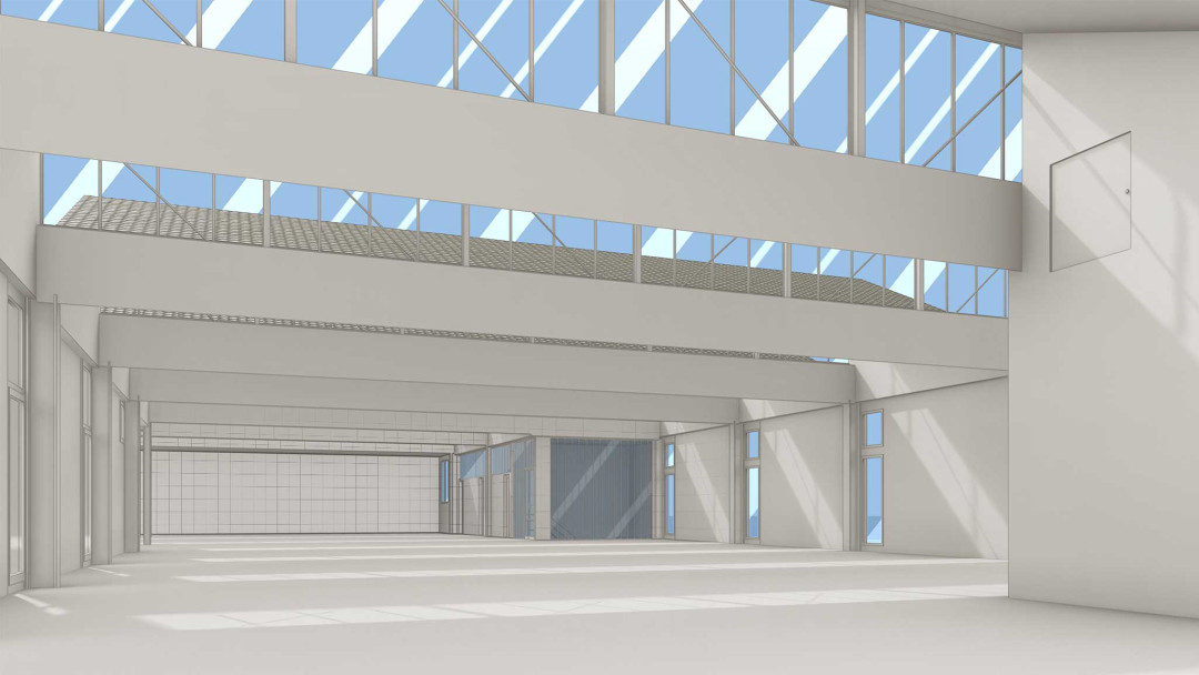 3D-Modell. Gewerbehalle. ING PLUS