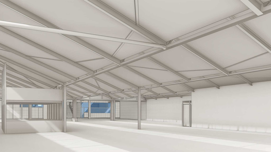 3D-Modell. Industriehalle. ING PLUS