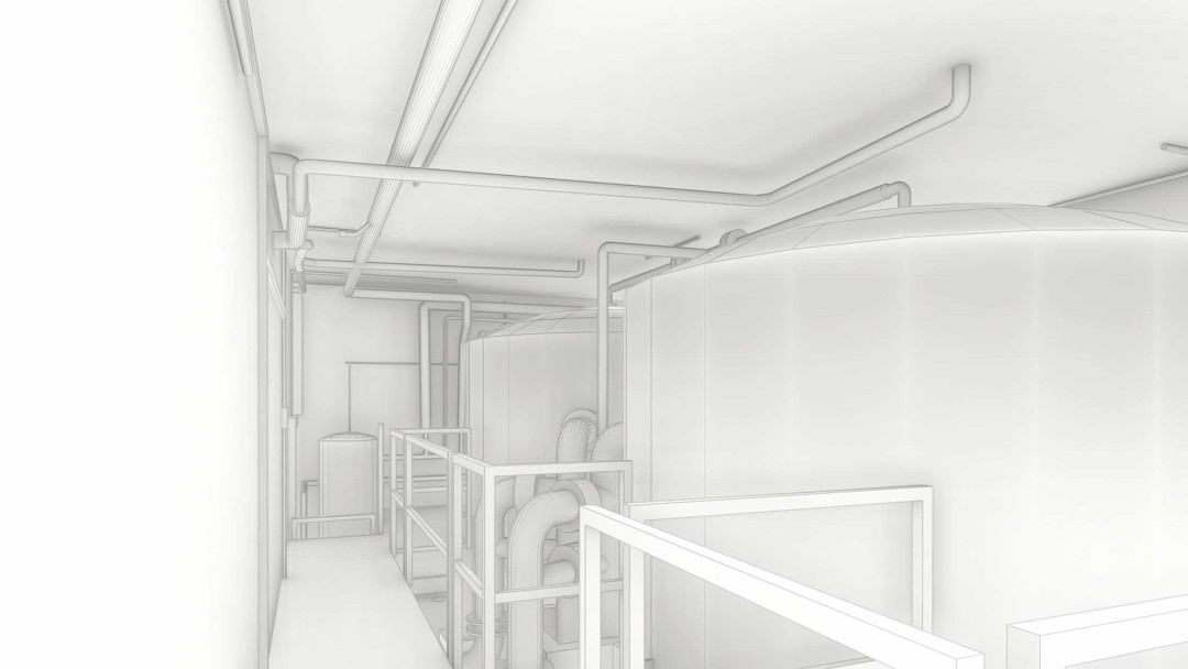 3D-Modell mit HLKS Schwimmbad Oetwil am See. ING PLUS