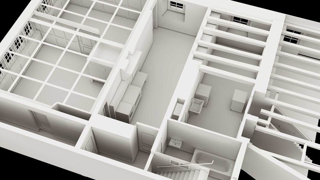 Oberembrach. Gebäudeaufnahme 3D-Grundriss. ING PLUS