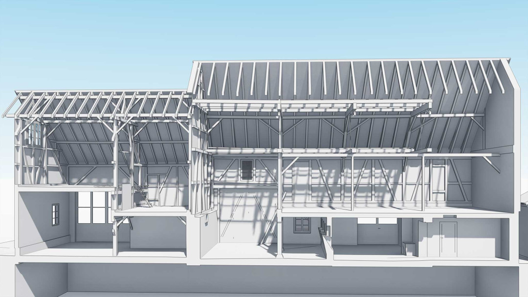 Winterthur ZH, Neubau 2 MFH, 3D Längsschnitt, ING PLUS