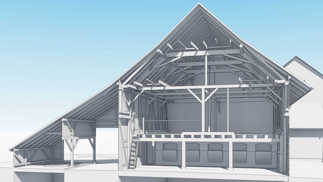 Winterthur ZH, Neubau 2 MFH, 3D Modell Längsschnitt, ING PLUS