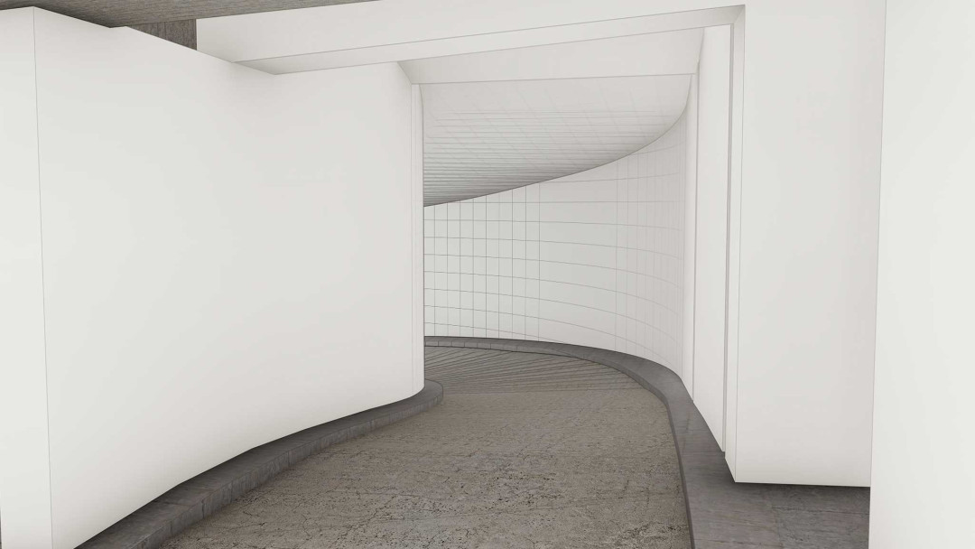 Parkgarage Obstmarkt in Herisau AR. 3D-Modell Zufahrt. ING PLUS