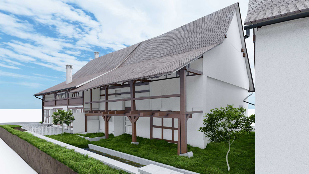 3D-Modell. Scheune. Andelfingen in Zürich. ING PLUS