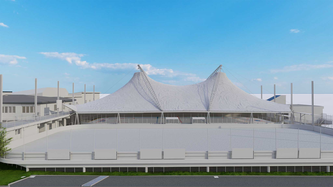 Dielsdorf in Zürich. Sportpark Erlen. Gebäudeaufnahme. ING PLUS