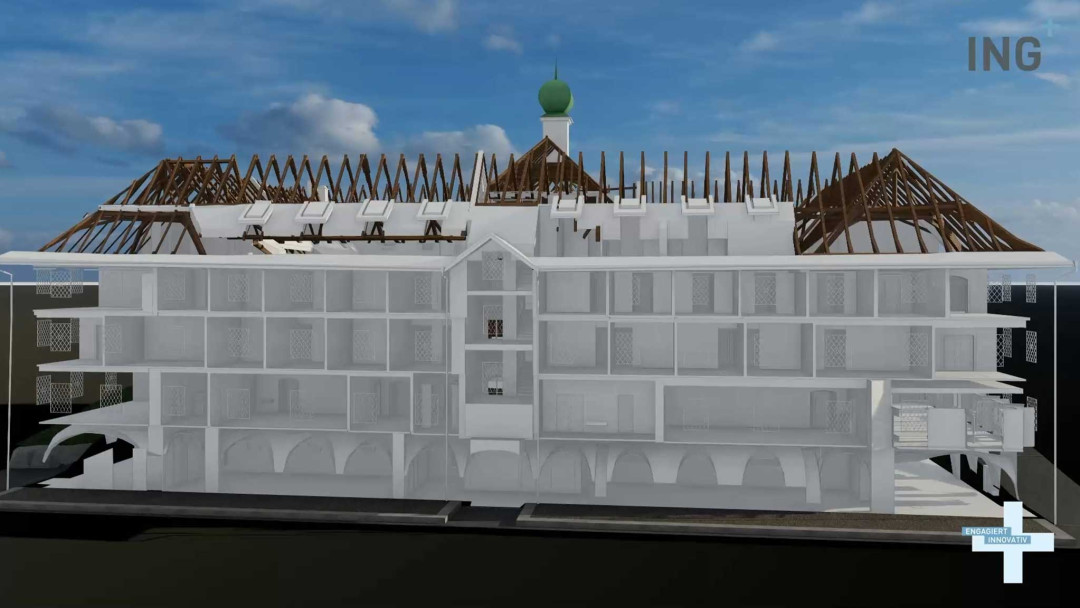 Kloster Kalchrain. Kanton Thurgau. 3D-Modell Schnitt. ING PLUS