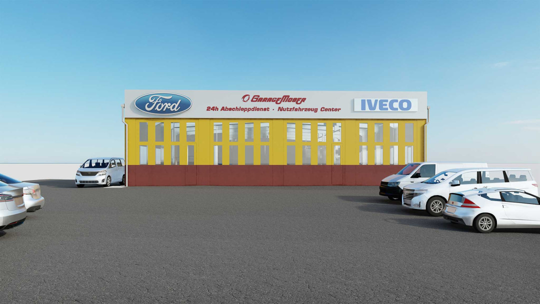 Seuzach. Gebäudeaufnahme einer Autogarage in 3D. ING PLUS