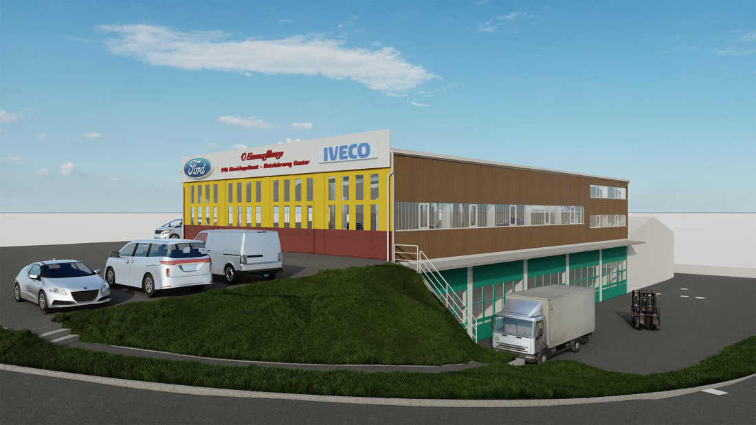 Fotos Seuzach. Gebäudeaufnahme für einen Umbau eines Gewerbebaus  in 3D. ING PLUS