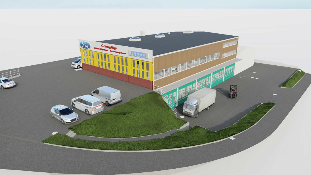 Seuzach. Gebäudeaufnahme für einen Umbau eines Gewerbebaus als 3D-Modell. ING PLUS