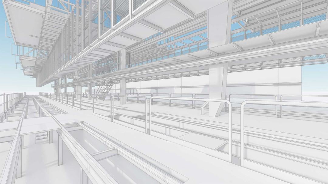 3D-Modell. Tramdepot VBZ. ING PLUS