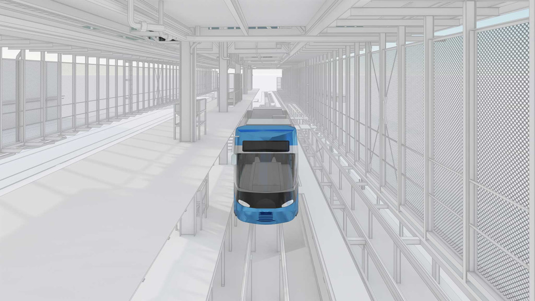 3D-Modell. Tramdepot VBZ. Tram Cobra. ING PLUS