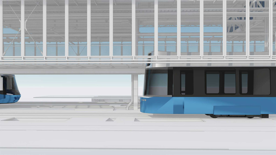 3D-Modell. Tramdepot VBZ. Tram Flexity. ING PLUS