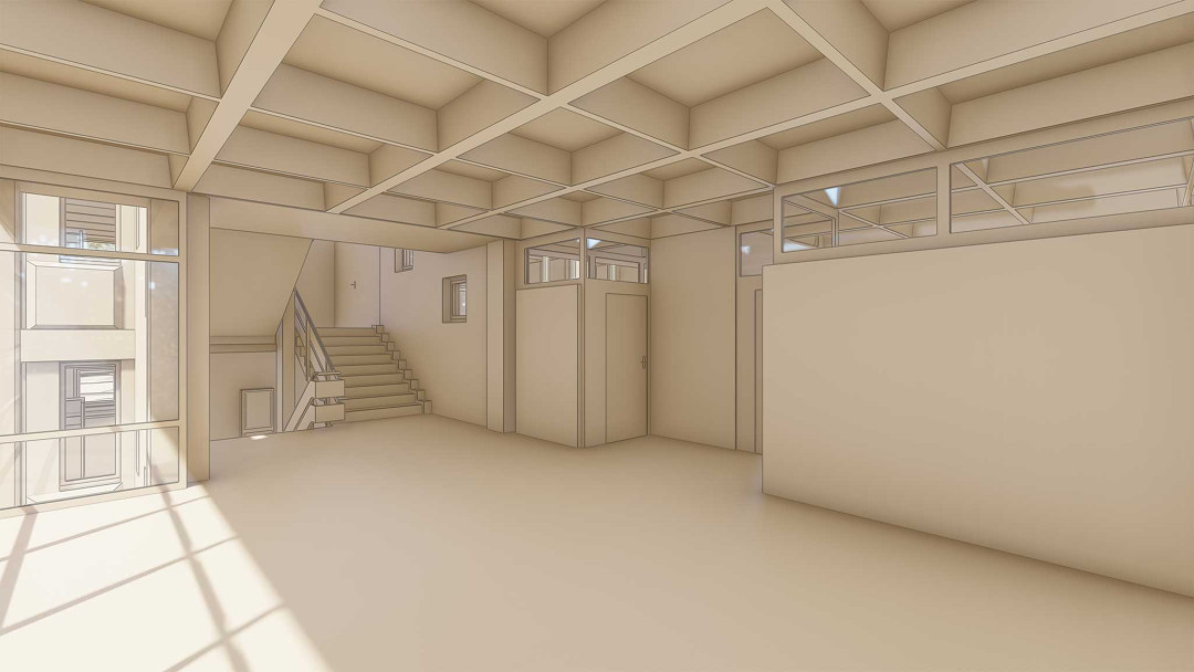 Winterthur. Umbau Schulhaus Steinacker. 3D-Gang. ING PLUS