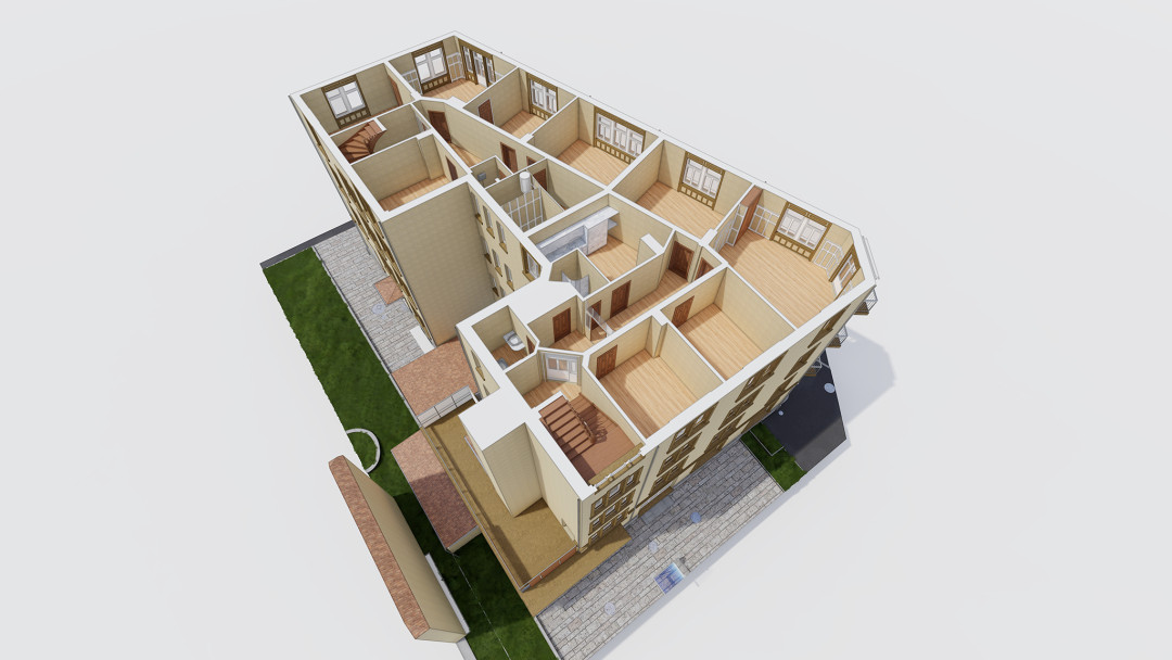Winterthur. Gebäudevermessung 3D-Grundriss Wohn- und Geschäftshaus. ING PLUS