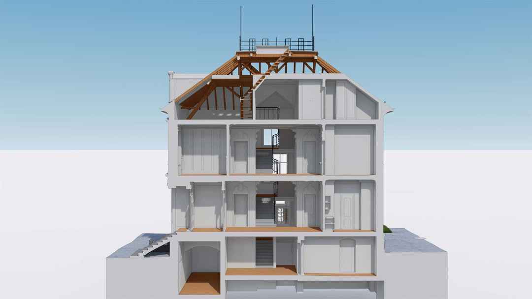Frauenfeld. Villa Sonnenberg. Gebäudevermessung. 3D-Schnitt. ING PLUS