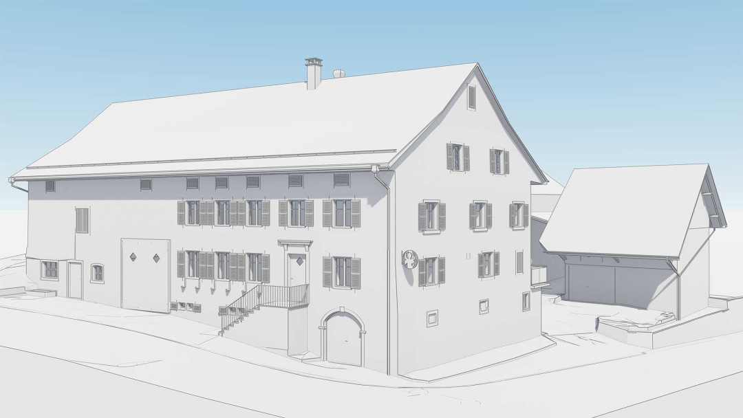 Niederneunforn TG, Wirtschaft zum Engel, 3D-Modell, ING PLUS