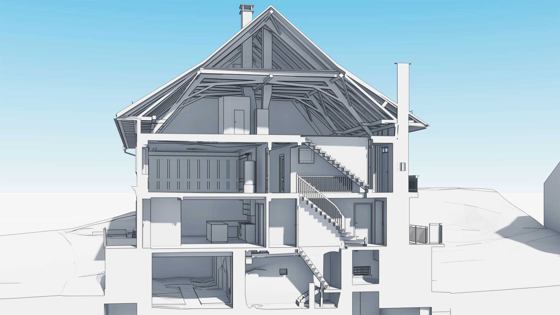 Fotos Niederneunforn TG, Wirtschaft zum Engel, 3D-Querschnitt, ING PLUS