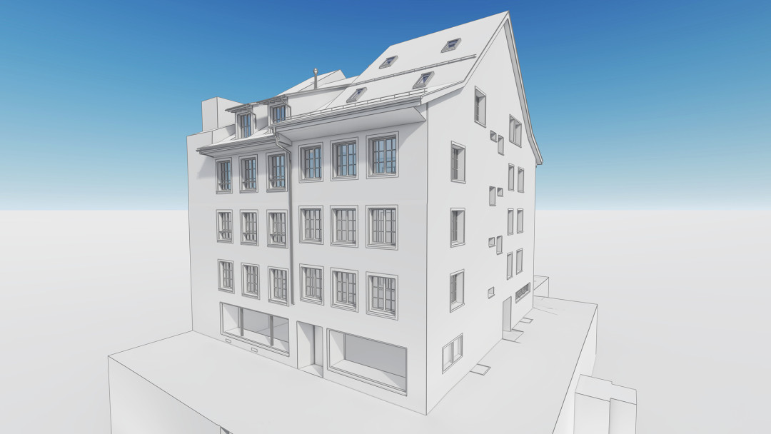 Winterthur. Wohn- und Geschäftshaus 3D-Modellierung aus Gebäudevermessung. ING PLUS