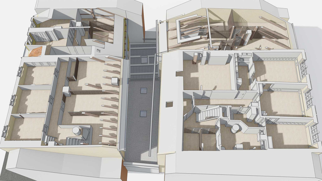 Winterthur. Umbau von 4 Stadthäuser. 3D-Grundriss. ING PLUS