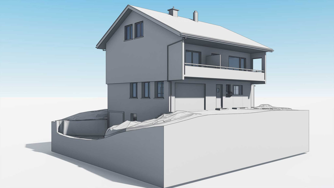 Fotos Umbau Altes Postgebäude, Dinhard ZH, 3D-Gebäudeaufnahme, ING PLUS