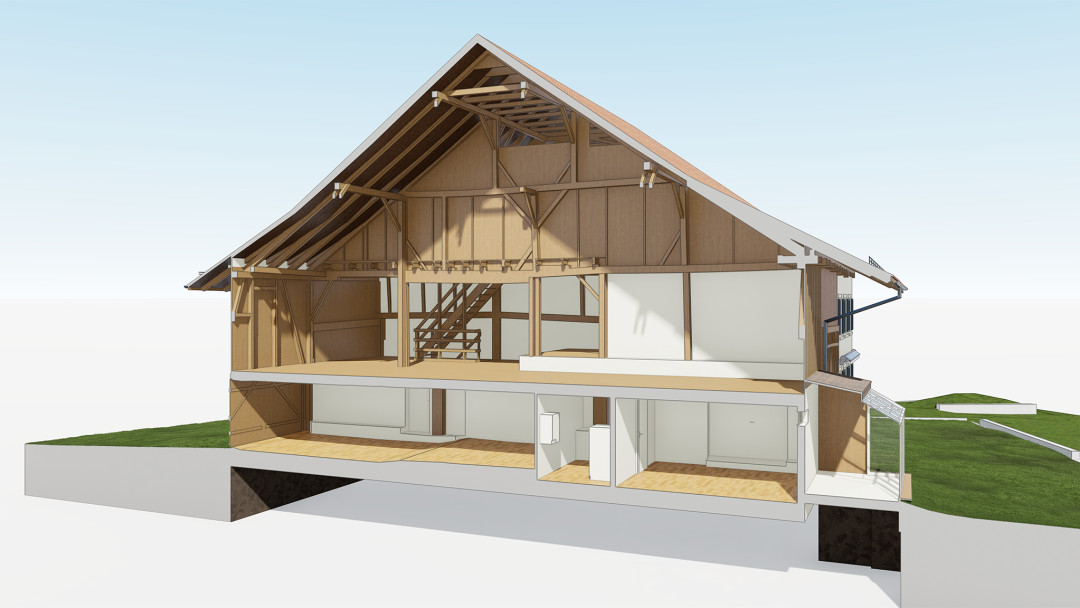 Effretikon ZH, 3D-Schnitt aus Gebäudeaufnahme, ING PLUS