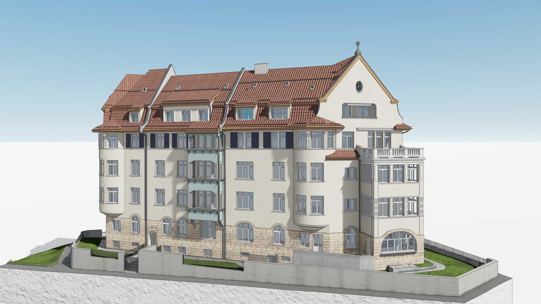St. Gallen. Umbau eines Mehrfamilienhauses. 3D-Modellierung aus Gebäudeaufnahme. ING PLUS