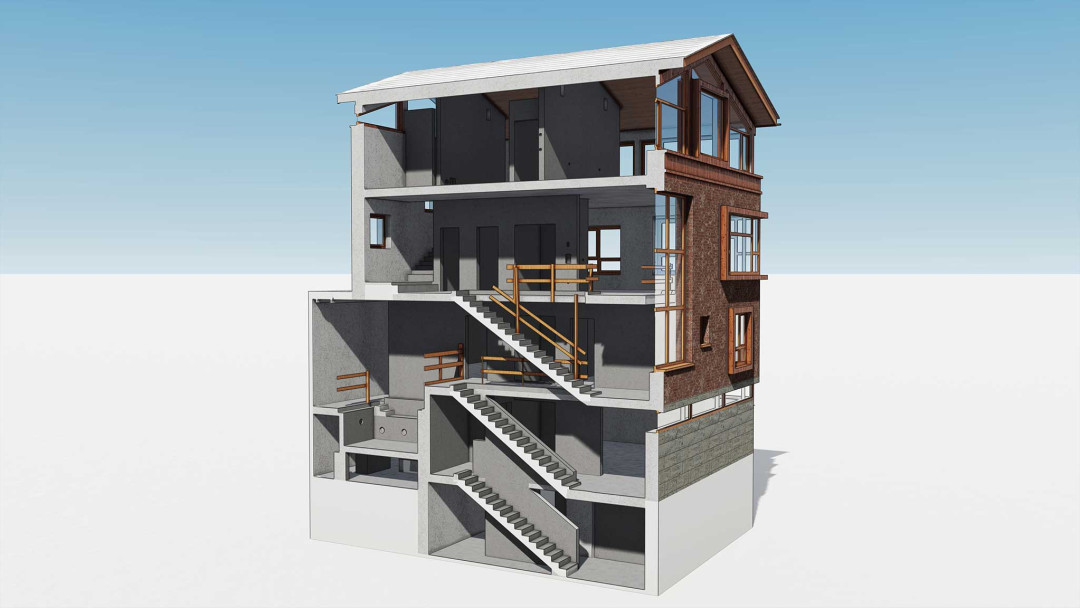 Villa Cesa Saluti GR, 3D Modell Querschnitt, ING PLUS