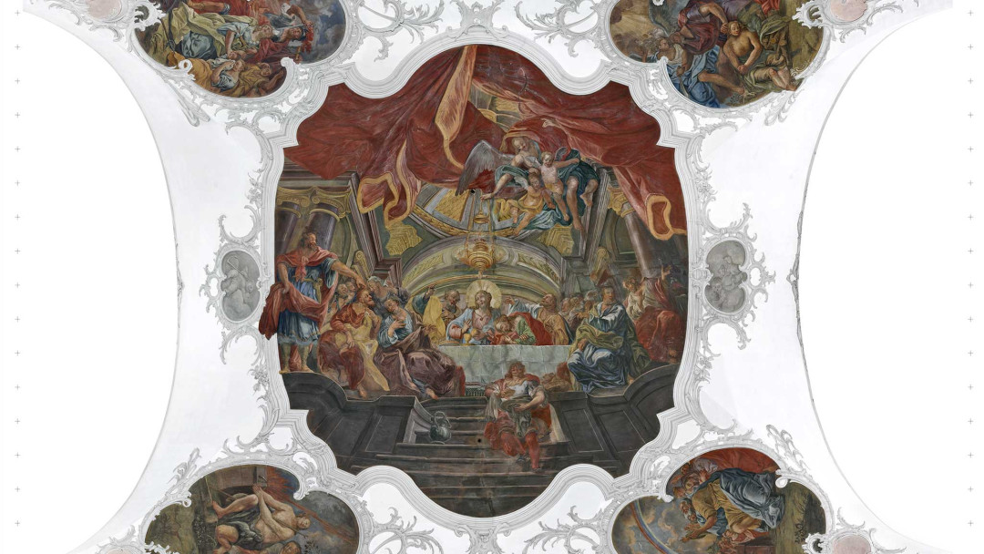 Orthofoto Deckenfresken. Kirche St. Martin in Schwyz SZ. ING PLUS