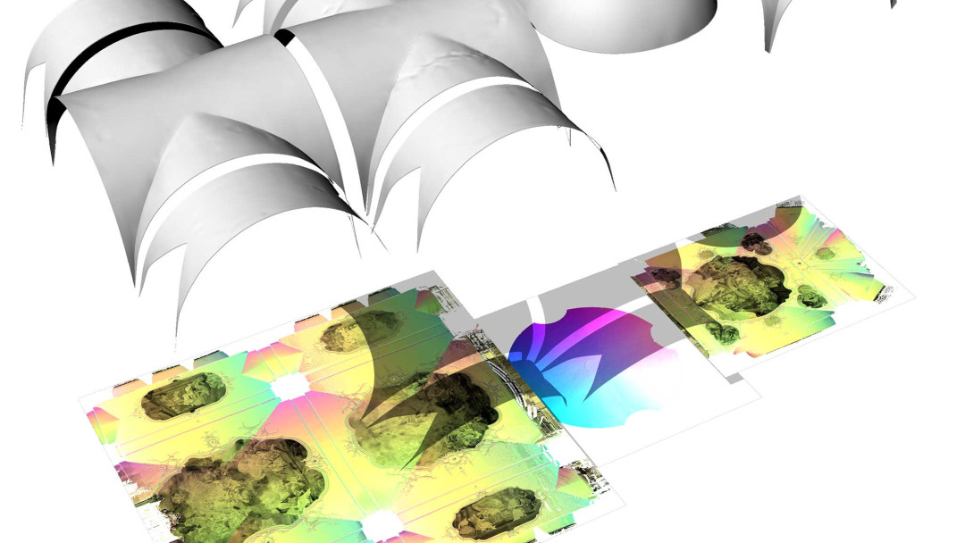 Projektion Deckengewölbe. Kirche St. Martin in Schwyz SZ. ING PLUS