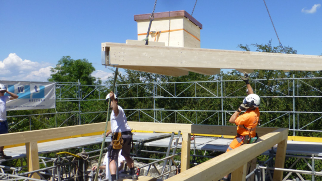 Montage Überdachung Burgruine Wülflingen. ING PLUS